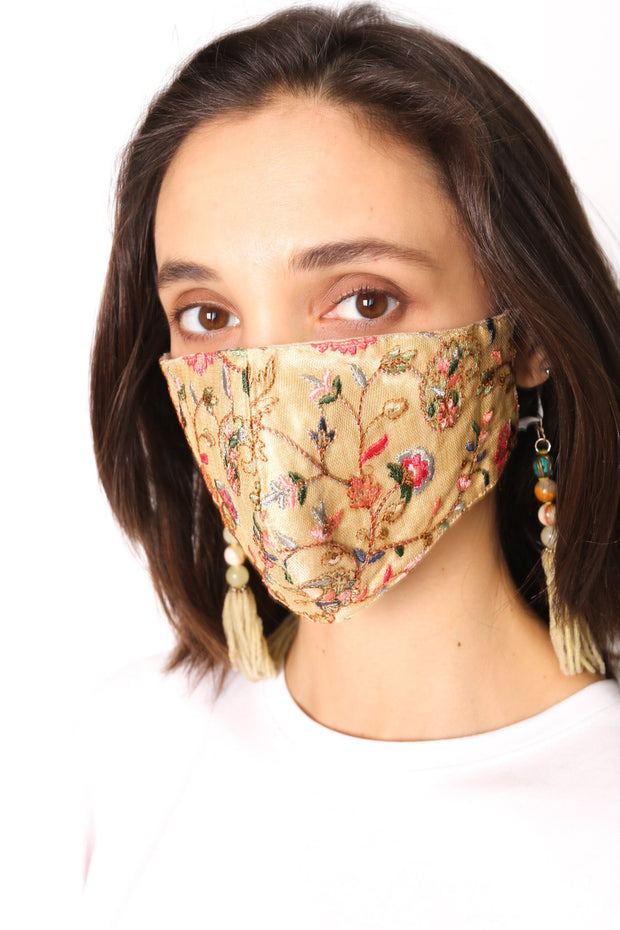 SILK EMBROIDERED FACE MASK DEUN - sustainably made MOMO NEW YORK sustainable clothing, offerfm slow fashion