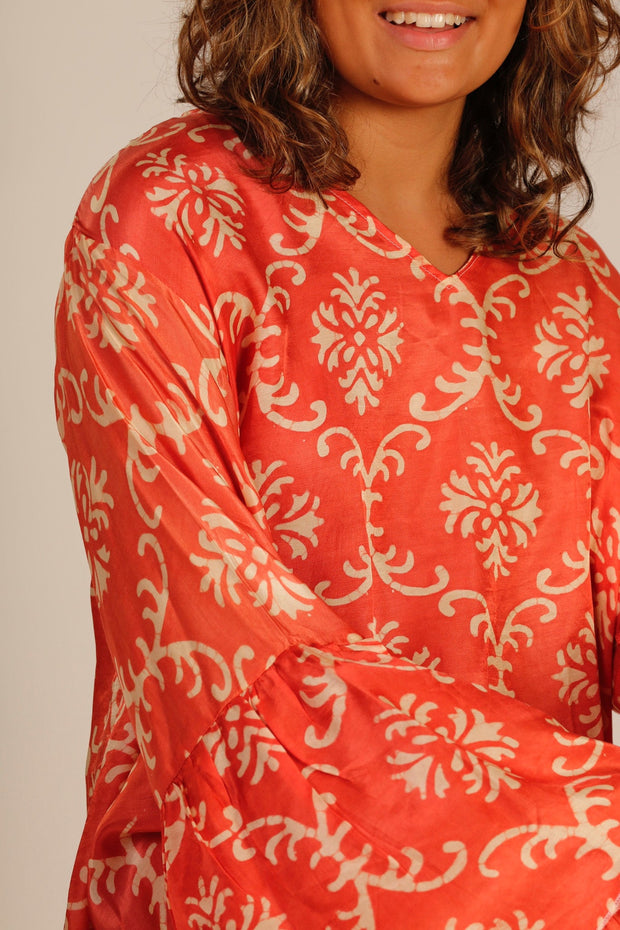SILK KAFTAN DRESS JOAN - sustainably made MOMO NEW YORK sustainable clothing, Kimono slow fashion