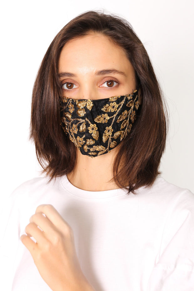 SILK SEQUIN EMBROIDERED FACE MASK CHER - sustainably made MOMO NEW YORK sustainable clothing, offerfm slow fashion