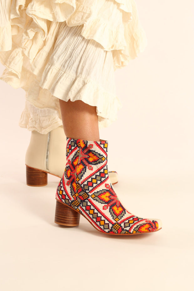 SPLIT LEATHER FABRIC BOOTS DAHLIA - sustainably made MOMO NEW YORK sustainable clothing, boots slow fashion