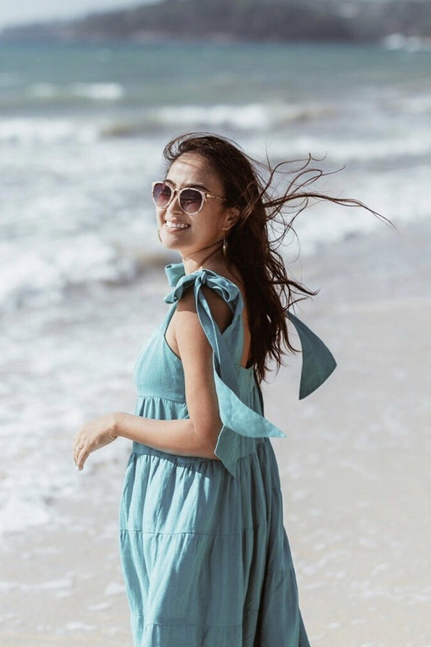 SUMMER BEACH DRESS SUNNY - sustainably made MOMO NEW YORK sustainable clothing, kaftan slow fashion