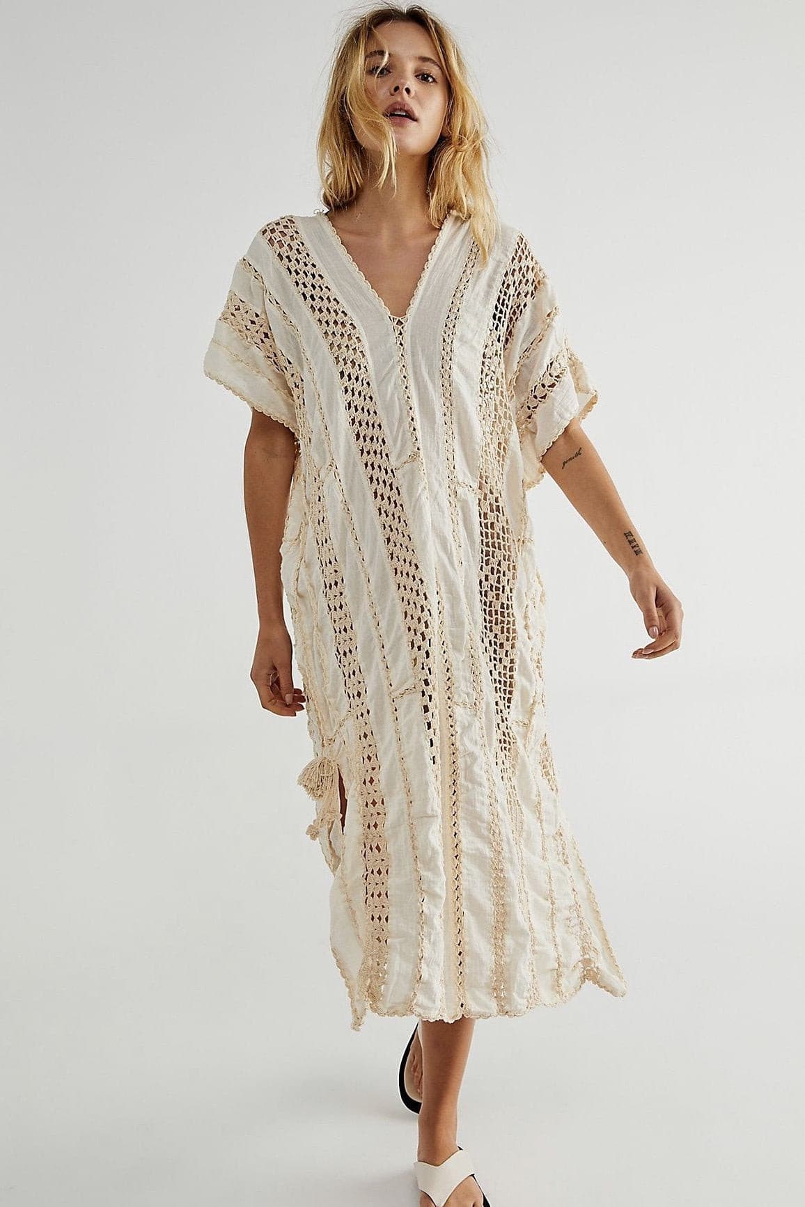 free people crochet maxi dress SUNKISSED CROCHET KAFTAN X FREE PEOPLE, hand made