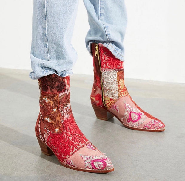 Free People Vintage Cowboy Boots in Red