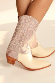 TENDER PINK EMBROIDERED WESTERN BOOTS SAHEBI - sustainably made MOMO NEW YORK sustainable clothing, boots slow fashion