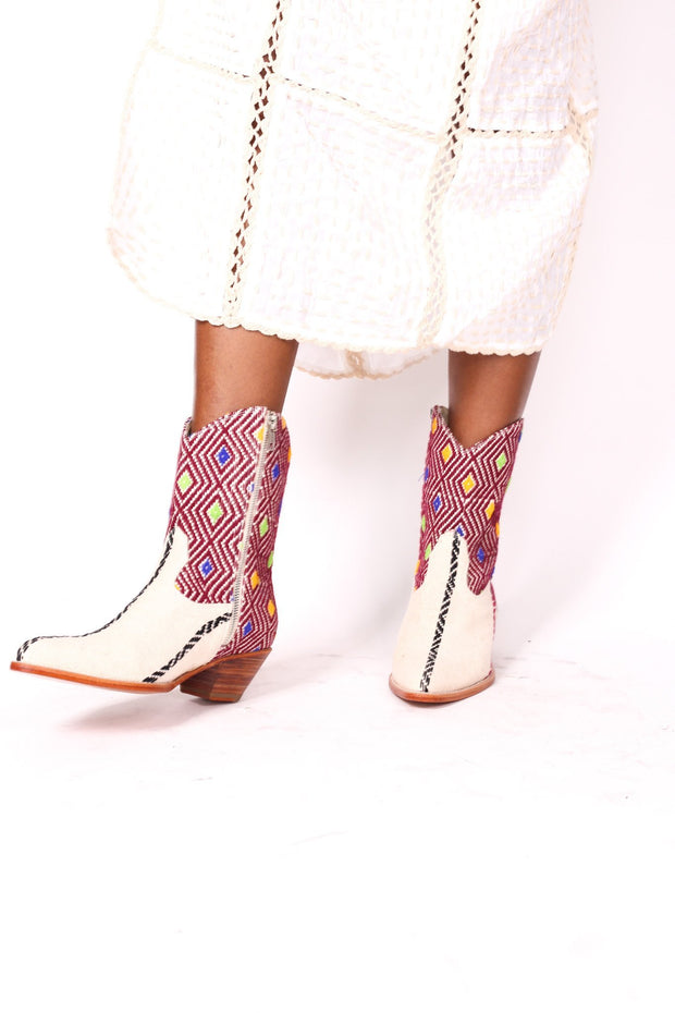 TRIBAL HMONG FABRIC BOOTS X ANTHROPOLOGIE - sustainably made MOMO NEW YORK sustainable clothing, boots slow fashion