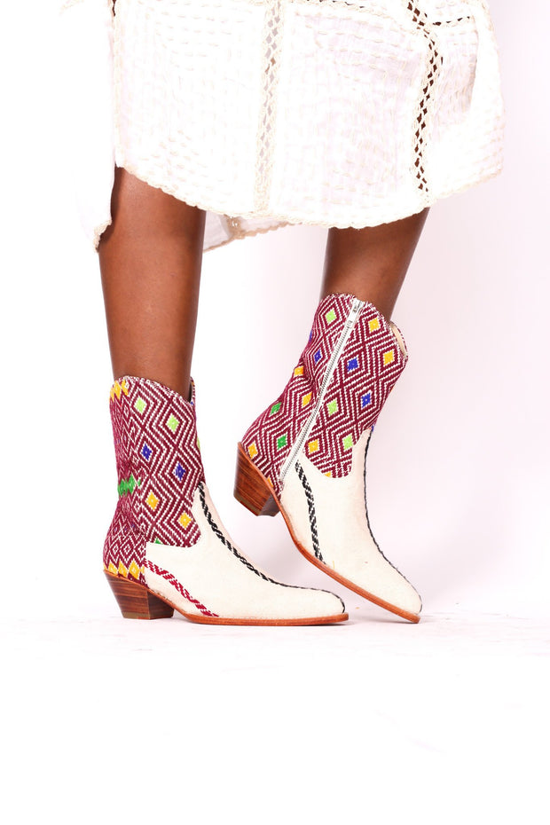 TRIBAL HMONG FABRIC BOOTS X ANTHROPOLOGIE - sustainably made MOMO NEW YORK sustainable clothing, boots slow fashion