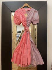 Two Tone Dress with Belt - sustainably made MOMO NEW YORK sustainable clothing, Boho Chic slow fashion