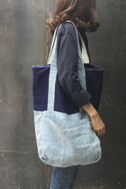 TWO TONE INDIGO SHOULDER BAG RACHEL - sustainably made MOMO NEW YORK sustainable clothing, samplesale1022 slow fashion