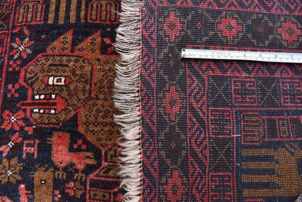 Vintage Handmade Afghan Antique Pictorial rug 6x4, Beautiful Afghan Rug , Turkmen Pictorial rug - sustainably made MOMO NEW YORK sustainable clothing, rug slow fashion