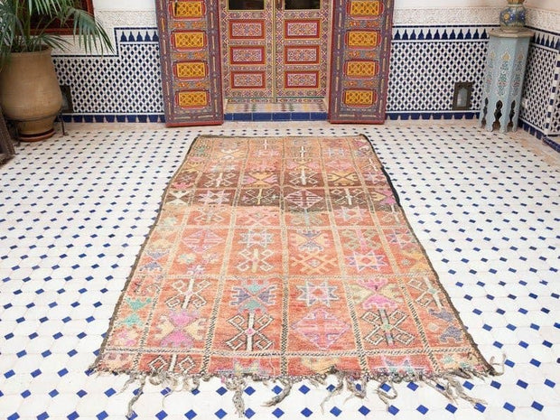 vintage moroccan rug from Beni mguild, berber handmade area rug - sustainably made MOMO NEW YORK sustainable clothing, rug slow fashion
