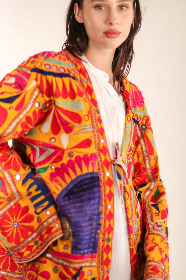 VINTAGE TRIBAL EMBROIDERED KIMONO VISKUS - sustainably made MOMO NEW YORK sustainable clothing, slow fashion