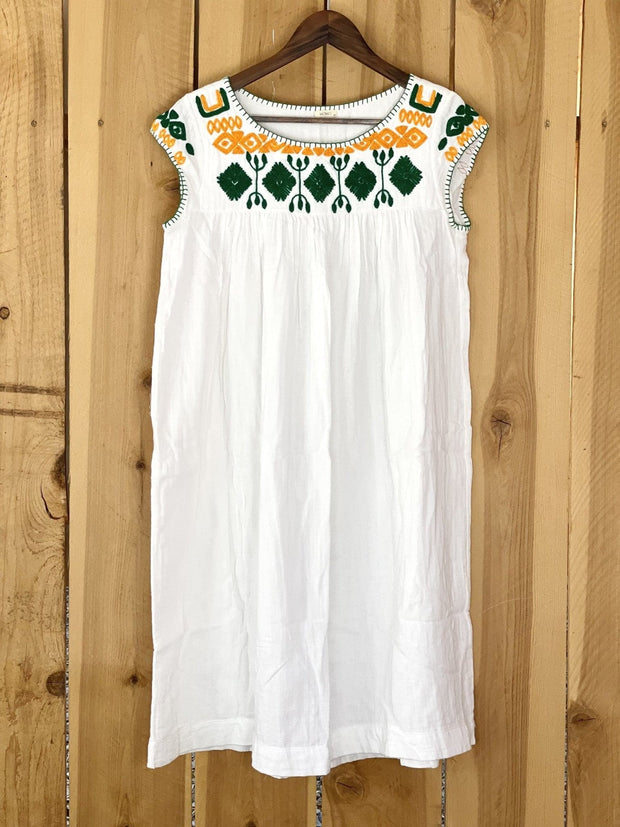 White Mexicans Style Dress - sustainably made MOMO NEW YORK sustainable clothing, saleojai slow fashion