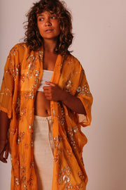 YELLOW ORANGE KIMONO LYSA - sustainably made MOMO NEW YORK sustainable clothing, Kimono slow fashion